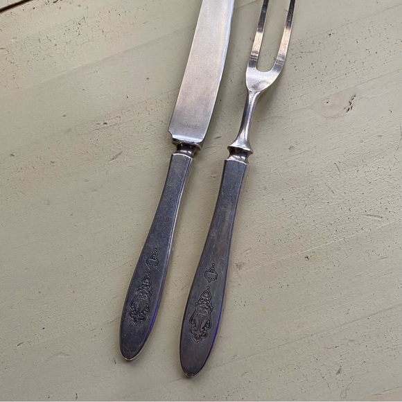 Antique Bird of Paradise 2 piece carving set, 1923 - Picture 7 of 7